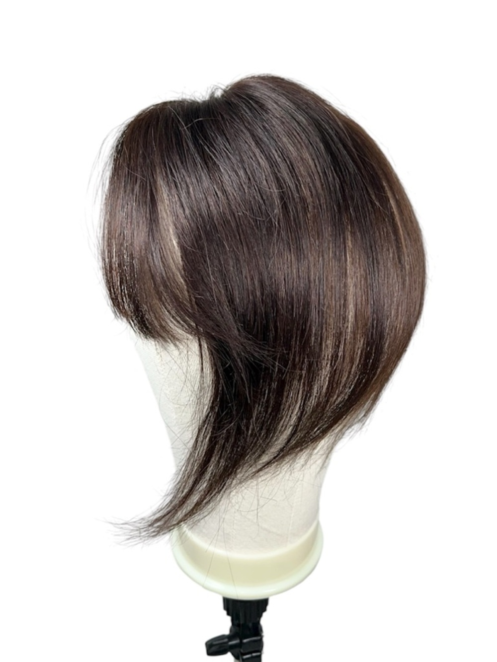 Dark Brown Human Hair 10 Inch Hair Topper With Bangs